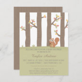 秋の秋の森林リスのベビーシャワー 招待状 (正面/裏面)
