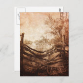 秋の秋の田園景色の素朴な農場の塀 ポストカード (正面/裏面)