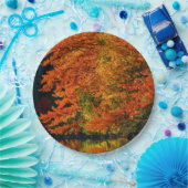 秋の秋の紅葉素朴写真結婚色 ペーパープレート (パーティー)