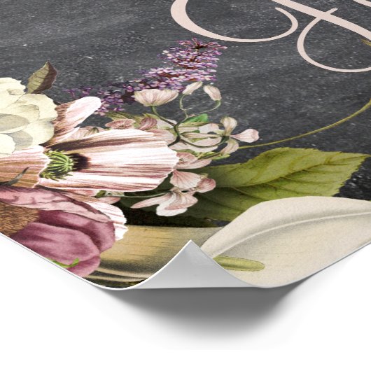 秋の秋の素朴な結婚黒板の歓迎サイン ポスター (角)