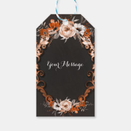 秋の秋の結婚式オレンジフローラ花好き ギフトタグ