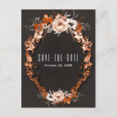 秋の秋の結婚式オレンジ色のフローラ保存日付 案内ポストカード (正面)