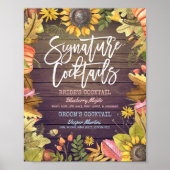 秋の秋の結婚式シグネチャーカクテルドリンクメニュー ポスター (正面)