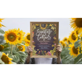 秋の秋の結婚式シグネチャーカクテルドリンクメニュー ポスター