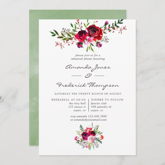 秋の秋の結婚式リハーサルディナー 招待状 (正面/裏面)