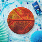 秋の秋の結婚式素朴リーフ写真クローズアップ ペーパープレート (パーティー)