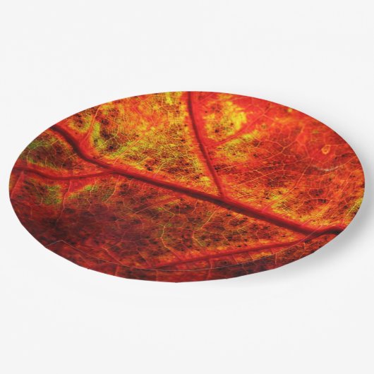 秋の秋の結婚式素朴リーフ写真クローズアップ ペーパープレート (アングル)