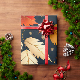 秋の秋の落離れちレトロ模様 ラッピングペーパー