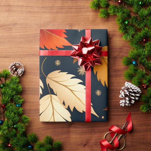 秋の秋の落離れちレトロ模様 ラッピングペーパー (クリスマスギフト)