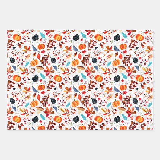 秋の秋の葉かぼちゃハロウィーンテーマ ラッピングペーパーシート (正面2)