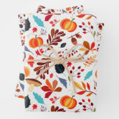 秋の秋の葉かぼちゃハロウィーンテーマ ラッピングペーパーシート (インサイチュ)
