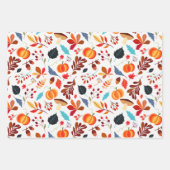 秋の秋の葉かぼちゃハロウィーンテーマ ラッピングペーパーシート (正面)