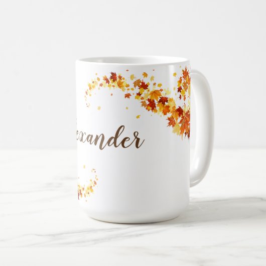 秋の秋の葉のかえでのコーヒー・マグ コーヒーマグカップ (正面右)