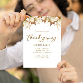 秋の秋の葉のエレガント緑の感謝祭 招待状