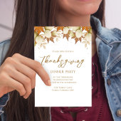 秋の秋の葉のエレガント緑の感謝祭 招待状