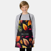 秋の秋の葉秋のグラデーション虹のパターン エプロン (着用した状態)