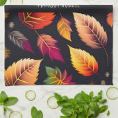 秋の秋の葉秋のグラデーション虹のパターン キッチンタオル (折り畳み)