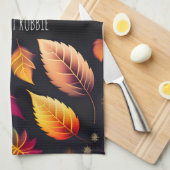 秋の秋の葉秋のグラデーション虹のパターン キッチンタオル (四つ折り)