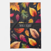 秋の秋の葉秋のグラデーション虹のパターン キッチンタオル (縦)