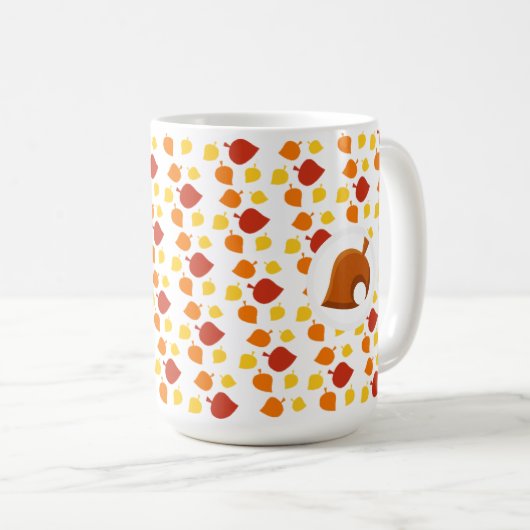 秋の秋の葉秋の動物の交差コーヒーマグ コーヒーマグカップ (正面右)