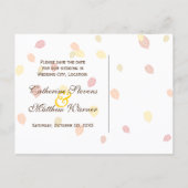 秋の秋の葉秋の結婚式の日付保存 案内ポストカード (裏面)