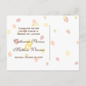 秋の秋の葉秋の結婚式の日付保存 案内ポストカード (裏面)