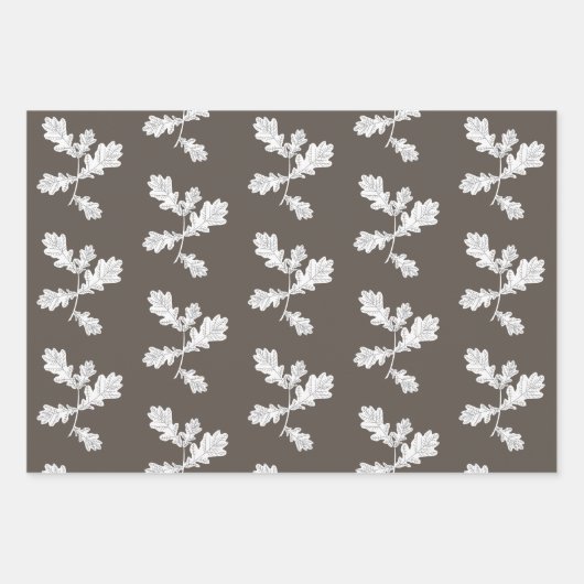 秋の秋の葉葉の茶色の格子模様 ラッピングペーパーシート (正面3)