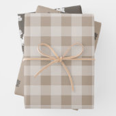 秋の秋の葉葉の茶色の格子模様 ラッピングペーパーシート (インサイチュ)