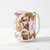 秋の秋の葉離れのモノグラムコーヒーマグ コーヒーマグカップ (正面右)