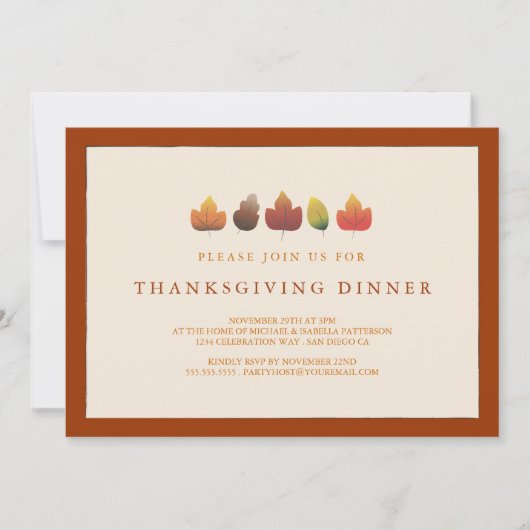 秋の秋の降り注ぐ葉ズ 招待状 (正面)