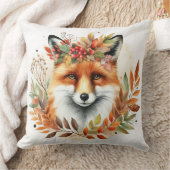 秋の秋をテーマにしたウッドランドかわいいキツネフラワーリース クッション (ブランケット)