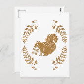 秋の秋をテーマにしたスタンプスタイルリス ポストカード (正面/裏面)