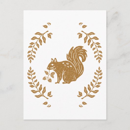 秋の秋をテーマにしたスタンプスタイルリス ポストカード (正面)