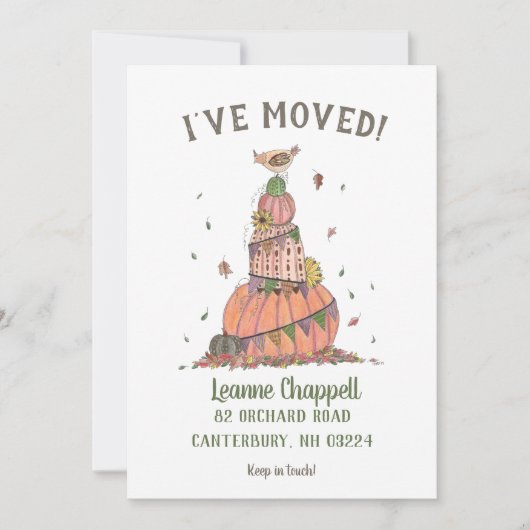 秋の秋をテーマにした新しい住所 案内状 (正面)