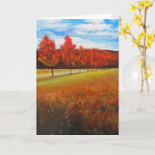 秋の秋アクリル絵画アート |グリーティングカード カード (黄色い花)