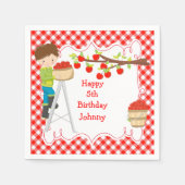 秋の秋アップルピックブルネットボーイ誕生日 スタンダードカクテルナプキン (正面)