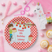 秋の秋アップルピックブルネットボーイ誕生日 ペーパープレート (パーティー)