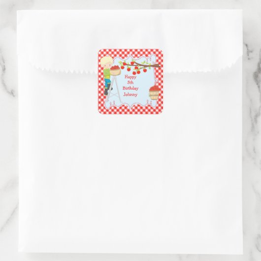 秋の秋アップルピックブロンドボーイ誕生日 スクエアシール (バッグ)