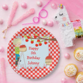 秋の秋アップルピックブロンドボーイ誕生日 ペーパープレート (パーティー)