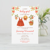 秋の秋アップル服ラインガールベビーシャワー 招待状 (スタンド正面)