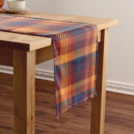 秋の秋アーストーンツイード格子模様 ショートテーブルランナー (インサイチュ)