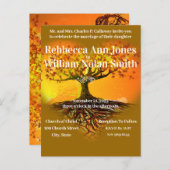 秋の秋アーストーンロマンチック結婚な木 インビテーションポストカード (正面/裏面)