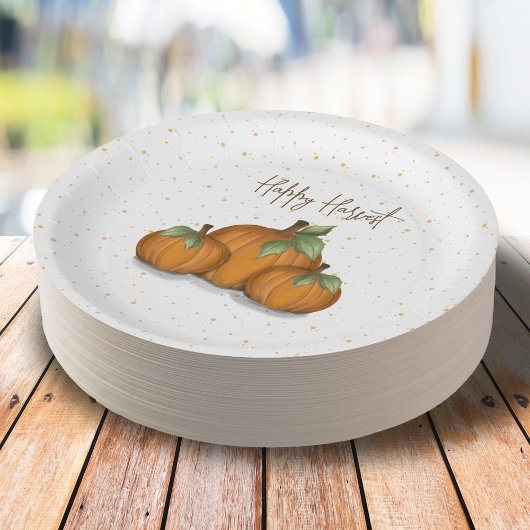 秋の秋ウォーターカラーパンプキンハーベストエレガント ペーパープレート