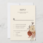秋の秋エレガントフローラ結婚式RSVP返信カード 招待状 (正面)