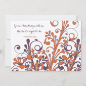 秋の秋エレガント抽象芸術結婚フローラ 招待状 (裏面)