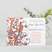 秋の秋エレガント抽象芸術結婚フローラ 招待状 (スタンド正面)