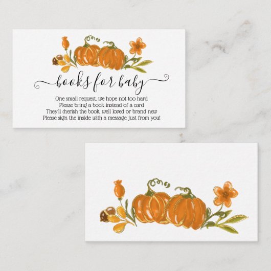 秋の秋カボチャの本ベビー水彩用 エンクロージャーカード (正面/裏面)
