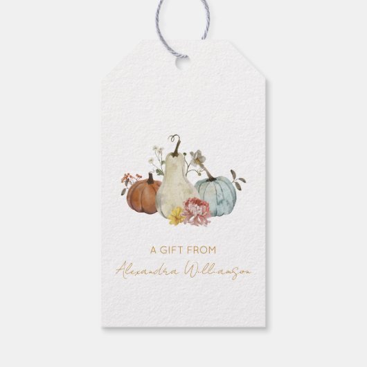 秋の秋カボチャパーソナライズされたンのギフトの名前 ギフトタグ (裏面)