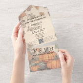 秋の秋カボチャ収穫水彩QRコード オールインワン招待状 (貼ってはがせる)