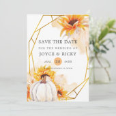 秋の秋カボチャ日付の結婚Invitatiを保存 招待状 (スタンド正面)